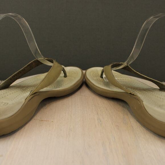 Crocs Thong Sandals Womens 8 Tan Beige Comfort - Picture 7 of 10
